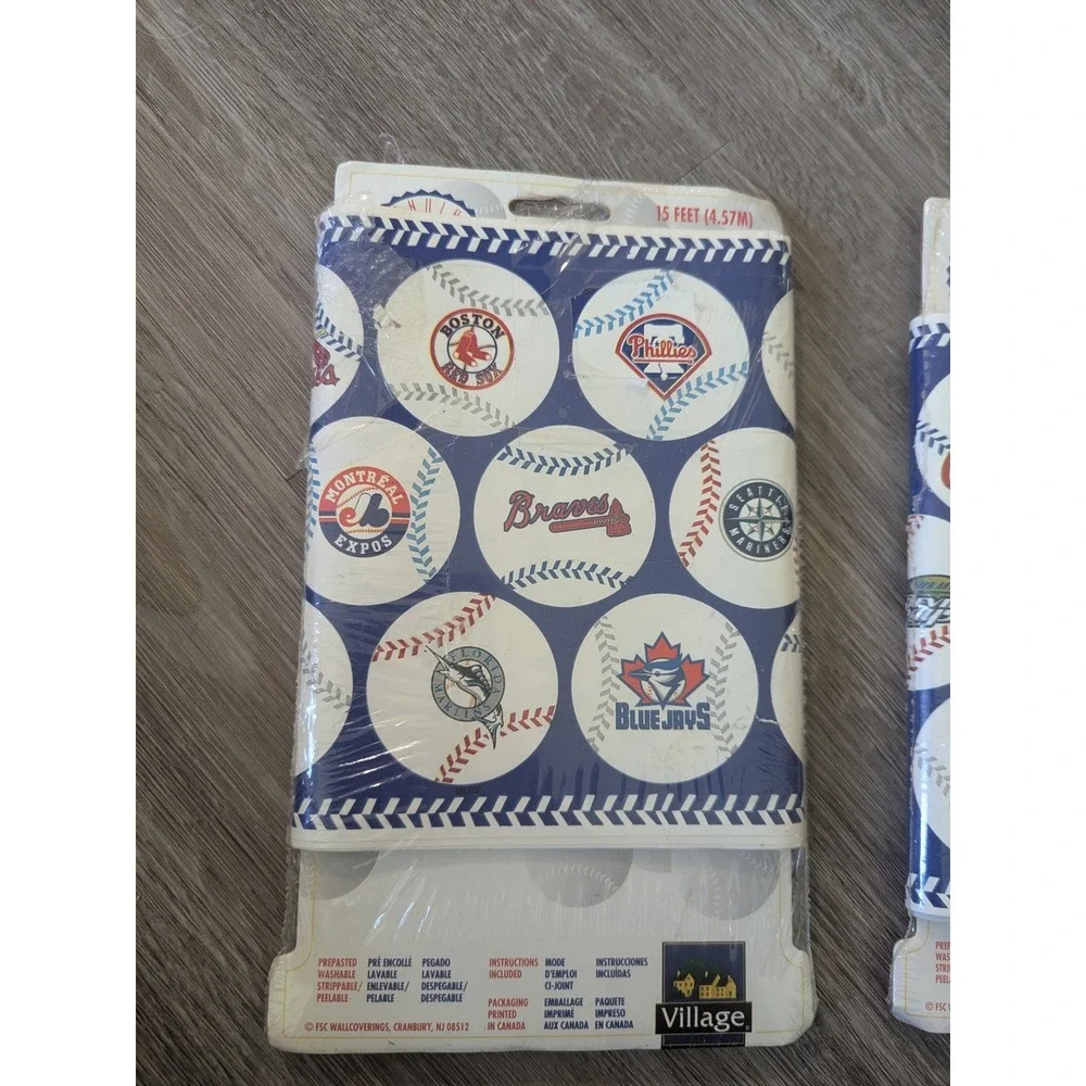 3 Village‎ Major League Baseball MLB Borders 15 Ft. Vintage Wallpaper Room Decor